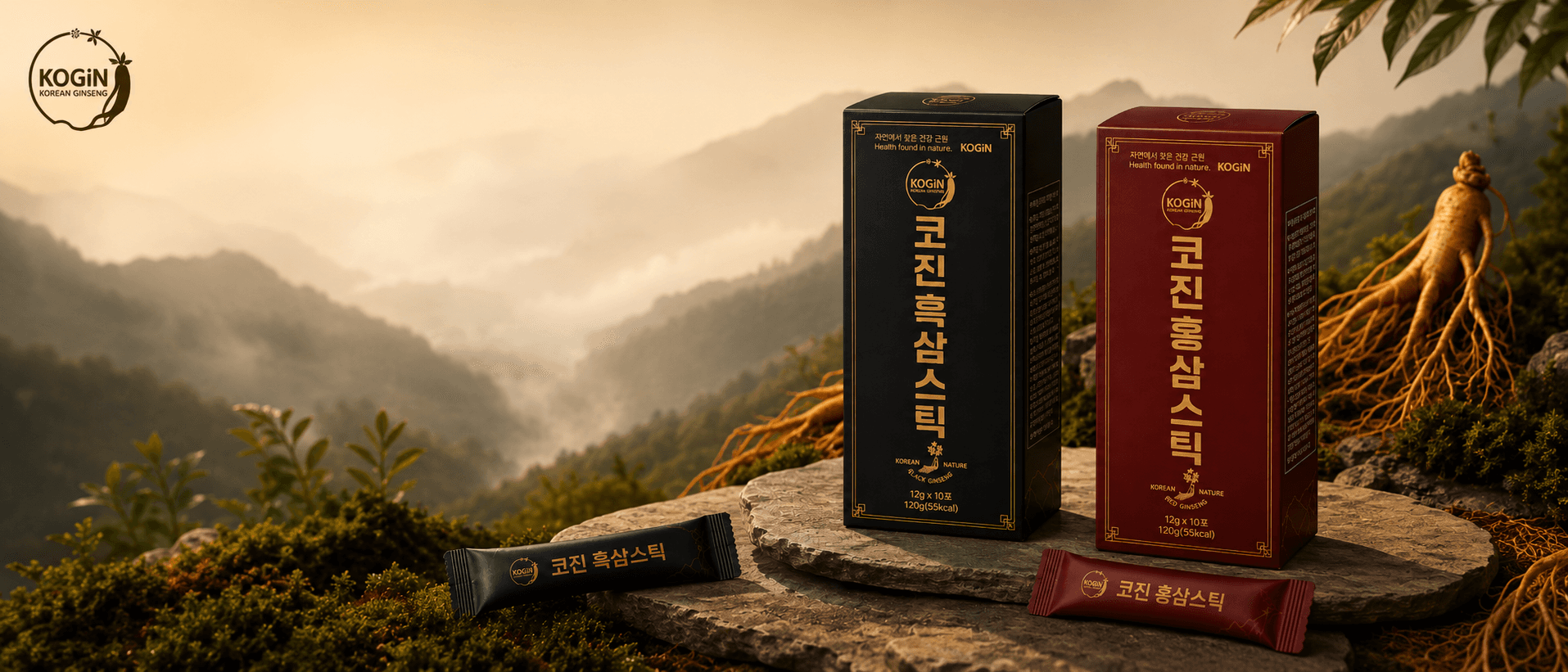 코진 흑삼스틱과 홍삼스틱 프리미엄 제품 이미지